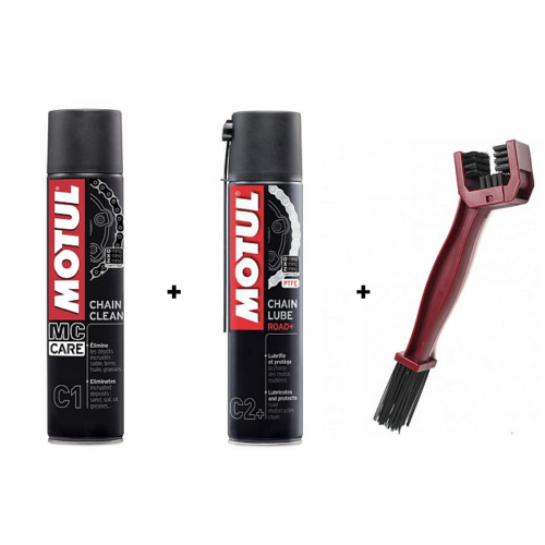 Motul C1 C2+ SMAR DO ŁAŃCUCHA+SZCZOTKA+CZYŚCIWO zestaw